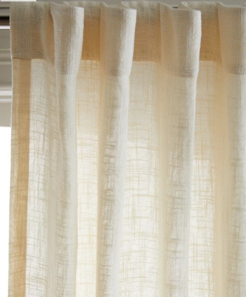 NEW Quince Cotton Sheer Curtain Panels IVORY Set of 2 48" X 96"